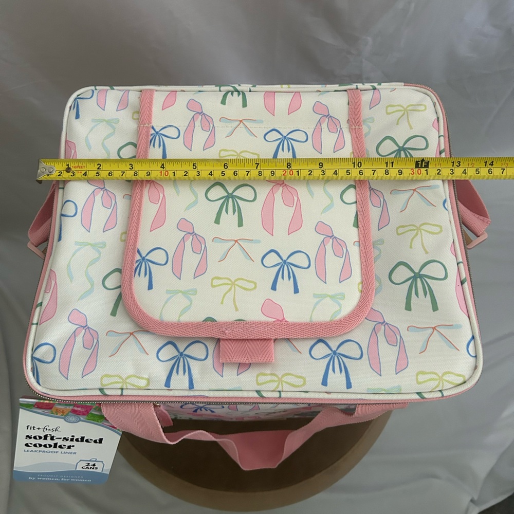 *New* Fit + Fresh Pink and Colorful Bow Design Soft-Sided Cooler - Picture 15 of 16